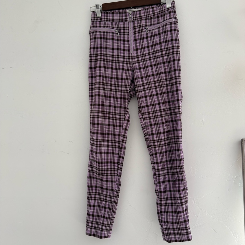 Urban Outfitters Purple Plaid zippered pants | cigarette style pants size 2